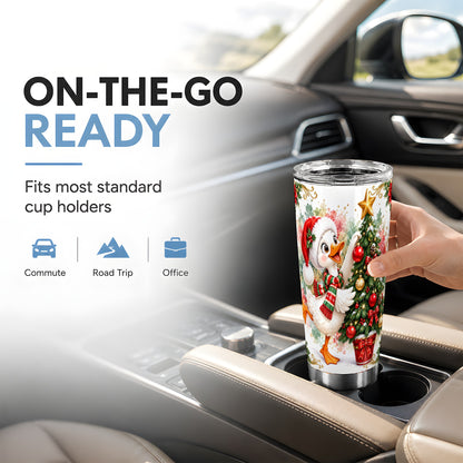 Christmas Goose Tumbler 20oz, Festive Bird Stainless Steel Travel Cup