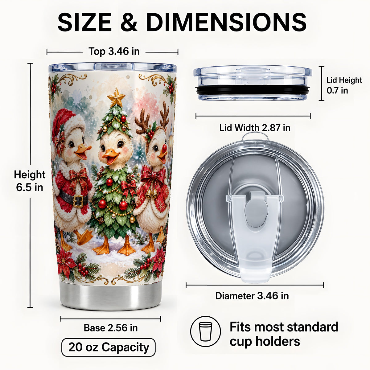 #pl[20oz|Steel] Christmas Goose Trio Tumbler 20oz, Vintage Stainless Steel Travel Cup