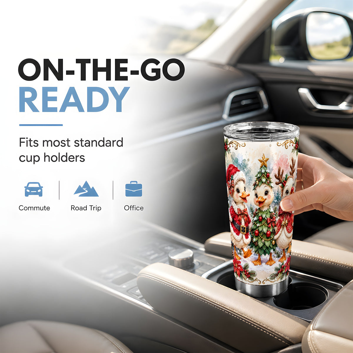 Christmas Goose Trio Tumbler 20oz, Vintage Stainless Steel Travel Cup