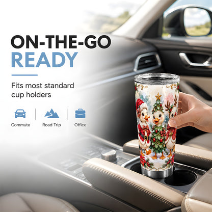 Christmas Goose Trio Tumbler 20oz, Vintage Stainless Steel Travel Cup