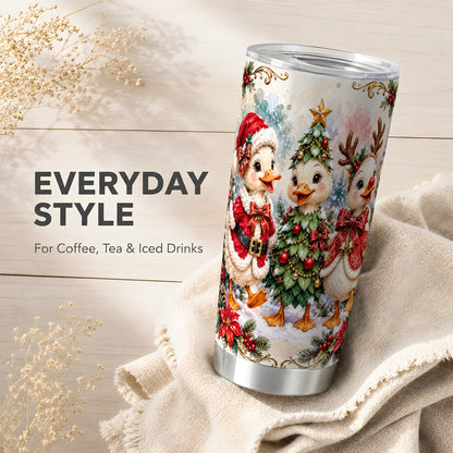 Christmas Goose Trio Tumbler 20oz, Vintage Stainless Steel Travel Cup