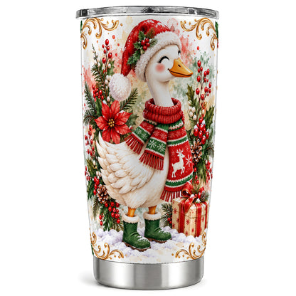 Christmas Goose Tumbler 20oz, Cozy Bird Stainless Steel Travel Cup