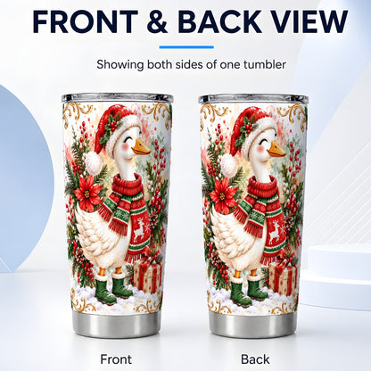 #pl[20oz|Steel] Christmas Goose Tumbler 20oz, Cozy Bird Stainless Steel Travel Cup