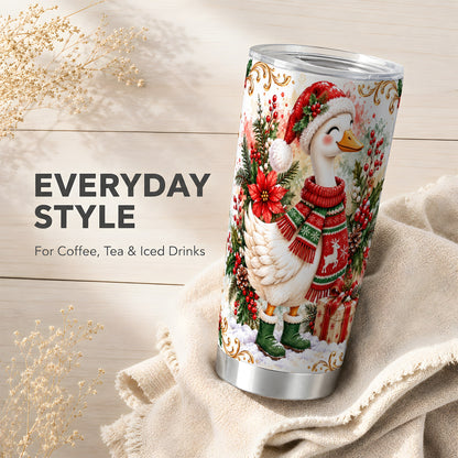 Christmas Goose Tumbler 20oz, Cozy Bird Stainless Steel Travel Cup