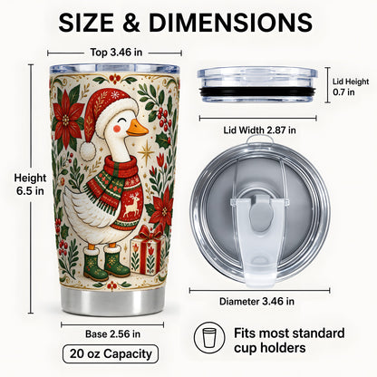 #pl[20oz|Steel] Christmas Goose Tumbler 20oz, Santa Goose Stainless Steel Travel Cup