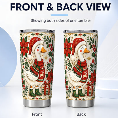 #pl[20oz|Steel] Christmas Goose Tumbler 20oz, Santa Goose Stainless Steel Travel Cup