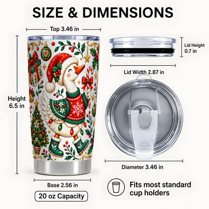 #pl[20oz|Steel] Candy Cane Goose Tumbler 20oz, Christmas Stainless Steel Travel Cup