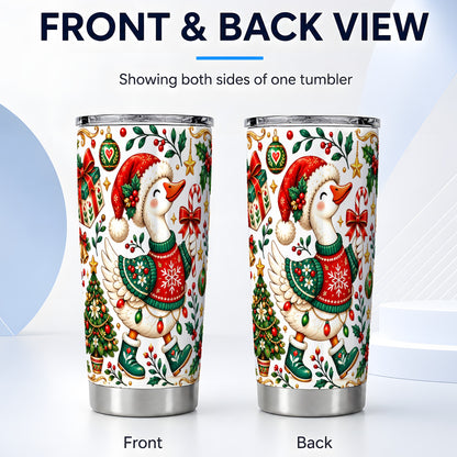 #pl[20oz|Steel] Candy Cane Goose Tumbler 20oz, Christmas Stainless Steel Travel Cup
