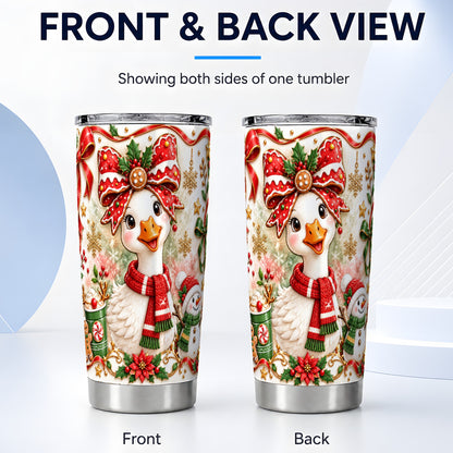 #pl[20oz|Steel] Gingerbread Bow Goose Tumbler 20oz, Christmas Stainless Steel Travel Cup