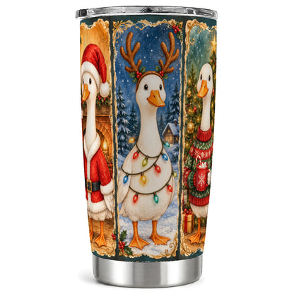 Christmas Goose Trio Tumbler 20oz, Vintage Stainless Steel Travel Cup
