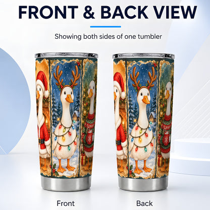 #pl[20oz|Steel] Christmas Goose Trio Tumbler 20oz, Vintage Stainless Steel Travel Cup