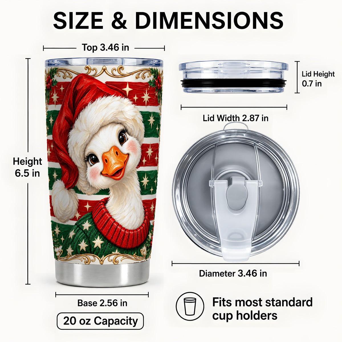 #pl[20oz|Steel] Santa Hat Goose Tumbler 20oz, Christmas Stainless Steel Travel Cup
