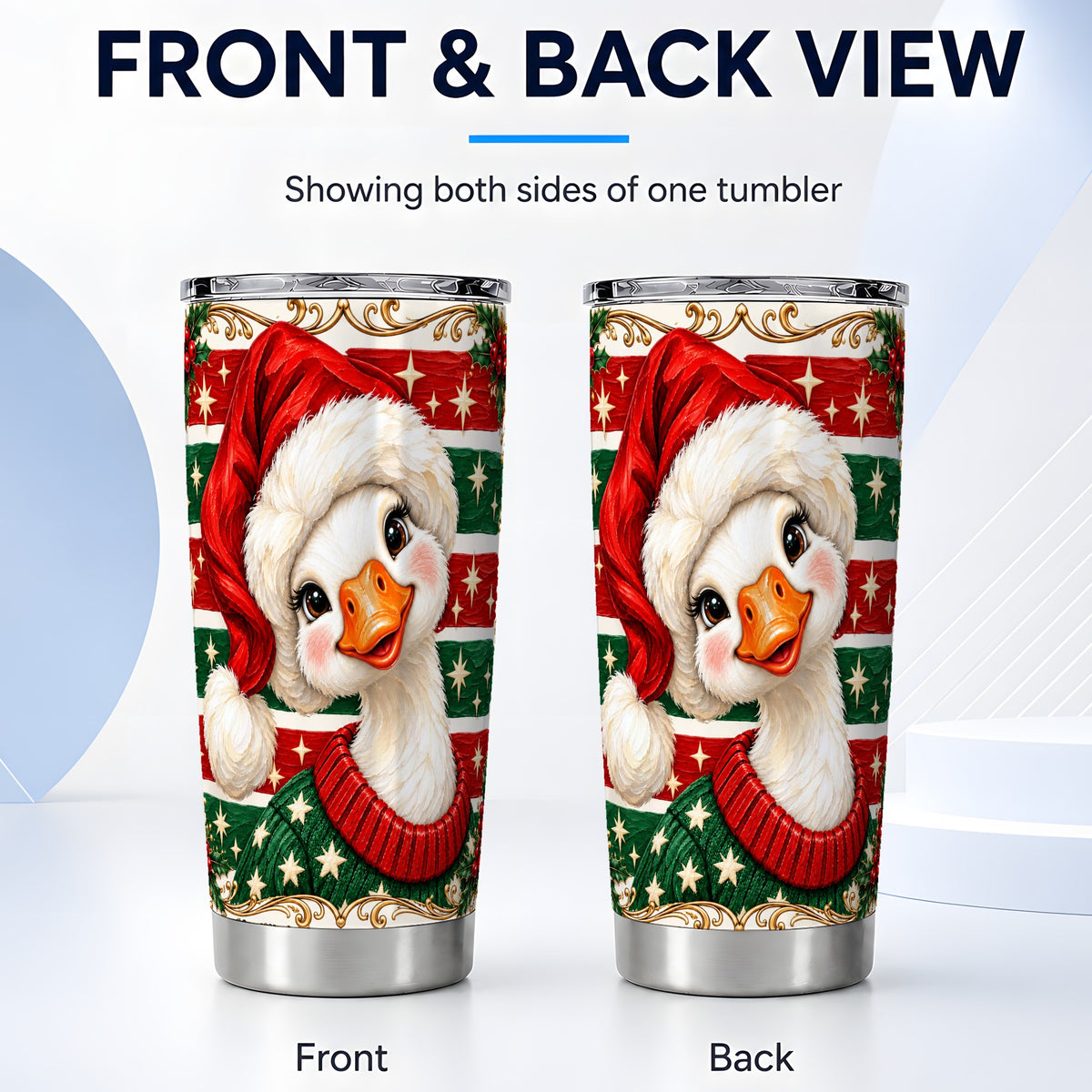 #pl[20oz|Steel] Santa Hat Goose Tumbler 20oz, Christmas Stainless Steel Travel Cup
