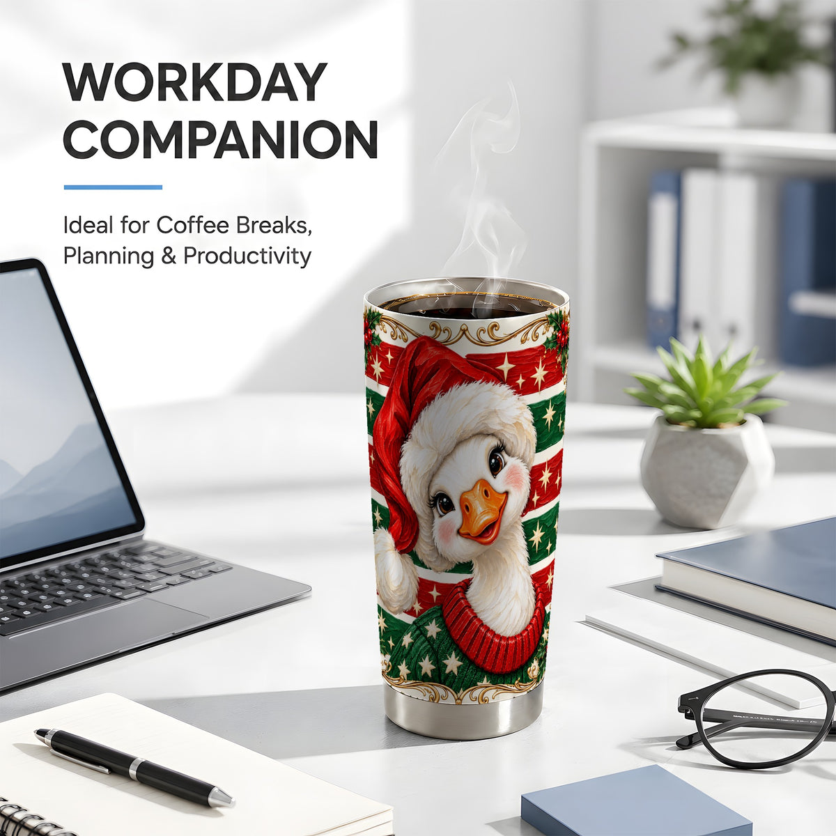 Santa Hat Goose Tumbler 20oz, Christmas Stainless Steel Travel Cup