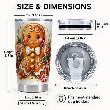 #pl[20oz|Steel] Gingerbread Man Tumbler 20oz, Christmas Cookie Stainless Steel Travel Cup
