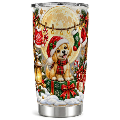 Christmas Golden Retriever Tumbler 20oz, Puppy Stainless Steel Travel Cup