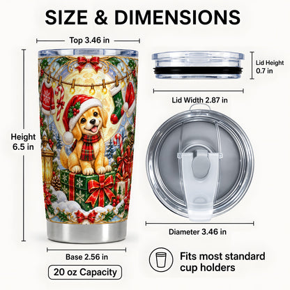 #pl[20oz|Steel] Christmas Golden Retriever Tumbler 20oz, Dog Stainless Steel Travel Cup