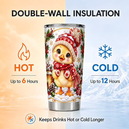 Christmas Chick Tumbler 20oz, Cute Chicken Stainless Steel Travel Cup