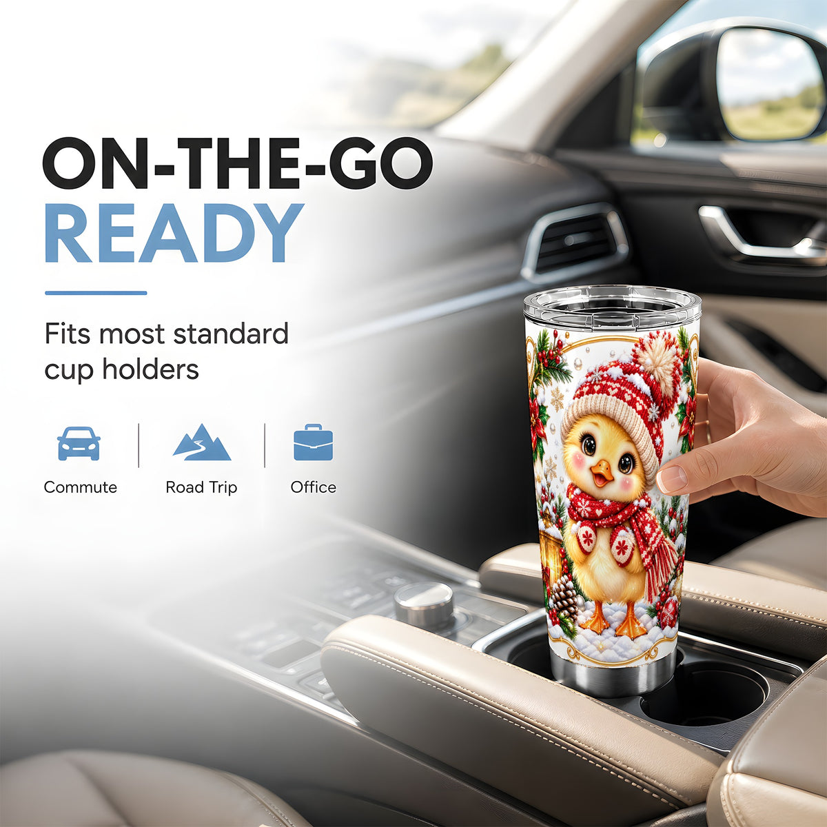 Christmas Chick Tumbler 20oz, Cute Chicken Stainless Steel Travel Cup