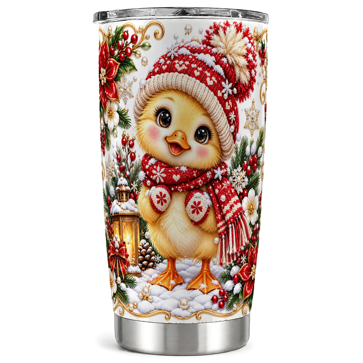 Baby Chick Tumbler 20oz, Christmas Chicken Stainless Steel Travel Cup