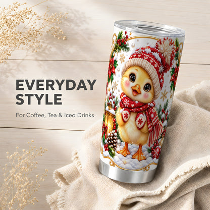 Christmas Chick Tumbler 20oz, Cute Chicken Stainless Steel Travel Cup