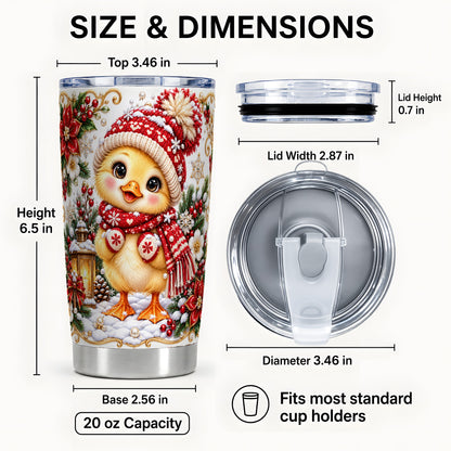 #pl[20oz|Steel] Baby Chick Tumbler 20oz, Christmas Chicken Stainless Steel Travel Cup