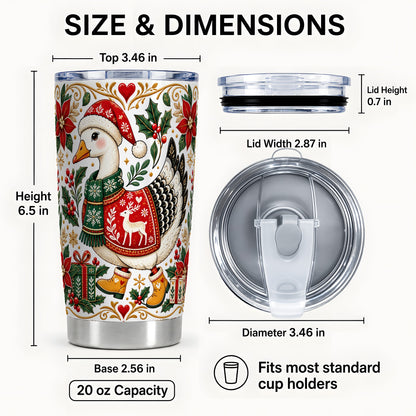#pl[20oz|Steel] Christmas Goose Tumbler 20oz, Festive Stainless Steel Travel Cup