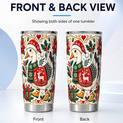 #pl[20oz|Steel] Christmas Goose Tumbler 20oz, Festive Stainless Steel Travel Cup
