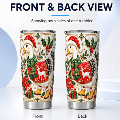 #pl[20oz|Steel] Christmas Goose Tumbler 20oz, Porcelain Style Stainless Steel Travel Cup