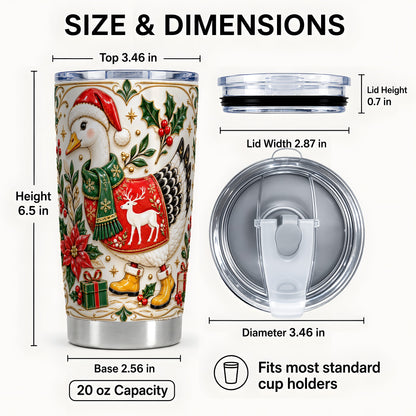 #pl[20oz|Steel] Christmas Goose Tumbler 20oz, Porcelain Style Stainless Steel Travel Cup