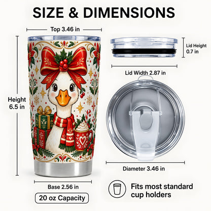 #pl[20oz|Steel] Christmas Goose Tumbler 20oz, Folk Art Stainless Steel Travel Cup