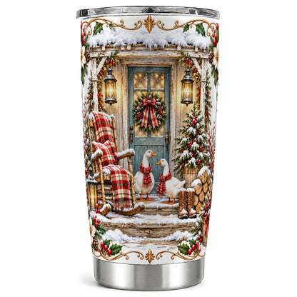 Christmas Goose Tumbler 20oz, Winter Farmhouse Stainless Steel Travel Cup