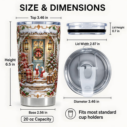 #pl[20oz|Steel] Christmas Goose Tumbler 20oz, Winter Farmhouse Stainless Steel Travel Cup