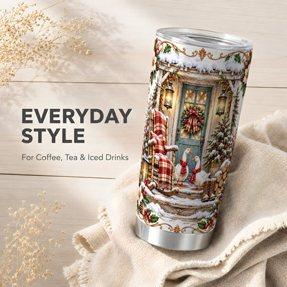 Christmas Goose Tumbler 20oz, Winter Farmhouse Stainless Steel Travel Cup