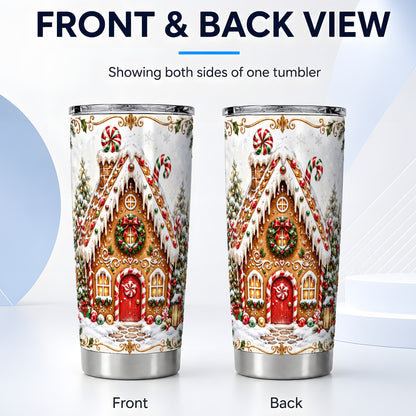 #pl[20oz|Steel] Gingerbread House Tumbler 20oz, Candy Cane Stainless Steel Travel Cup