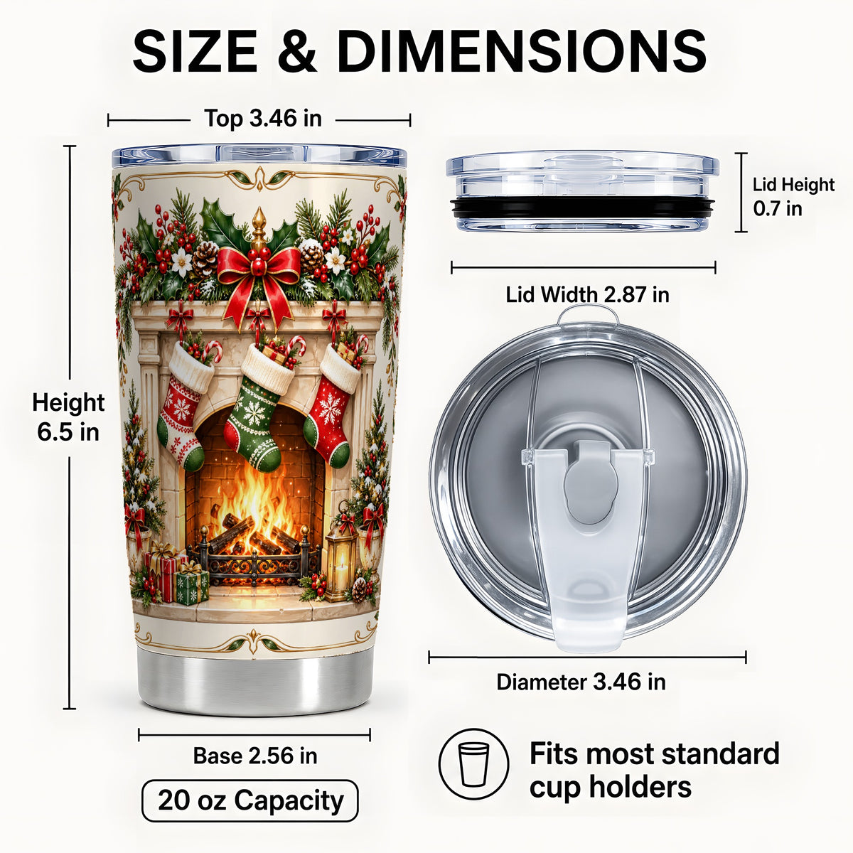 #pl[20oz|Steel] Elegant Christmas Tumbler 20oz, Vintage Holiday Stainless Steel Travel Cup