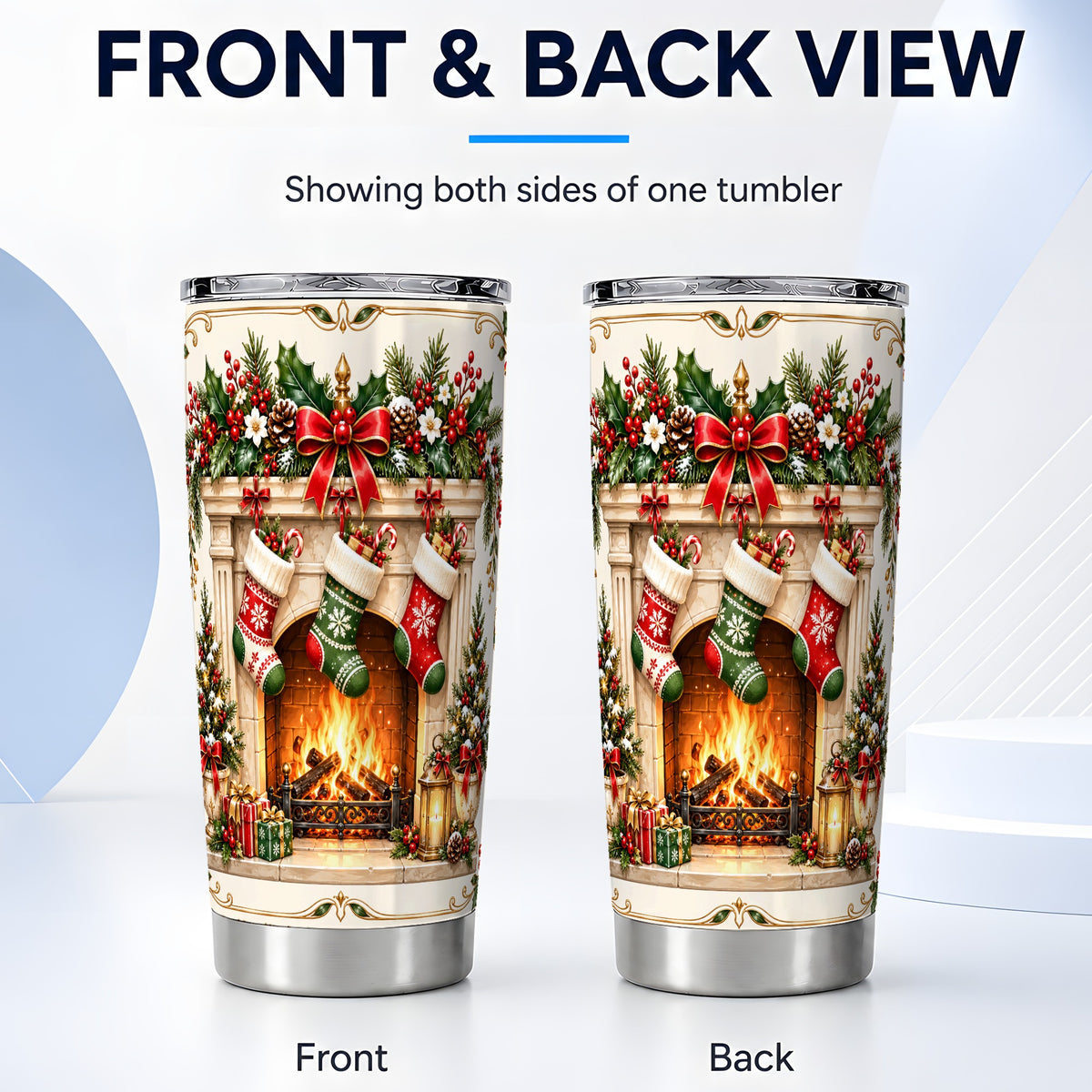 #pl[20oz|Steel] Elegant Christmas Tumbler 20oz, Vintage Holiday Stainless Steel Travel Cup