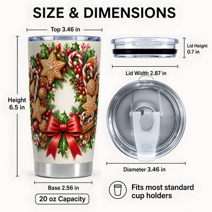 #pl[20oz|Steel] Rustic Christmas Tumbler 20oz, Gingerbread Stainless Steel Travel Cup