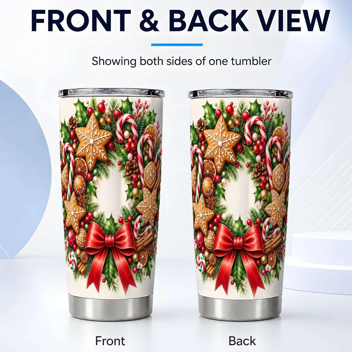 #pl[20oz|Steel] Rustic Christmas Tumbler 20oz, Gingerbread Stainless Steel Travel Cup