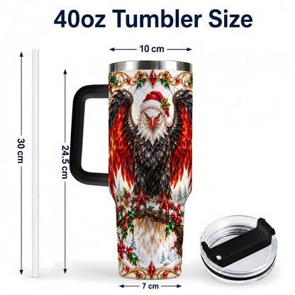 #pl[40oz|Black] Christmas Eagle 40oz Tumbler with Handle, Winter Wildlife Art