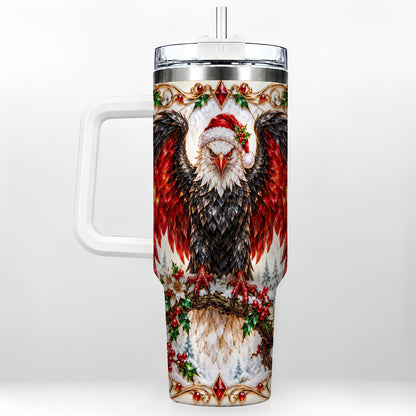 Christmas Eagle 40oz Tumbler with Handle, Winter Wildlife Art