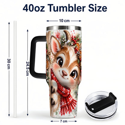 #pl[40oz|Black] Christmas Reindeer 40oz Tumbler with Handle, Winter Deer Drinkware