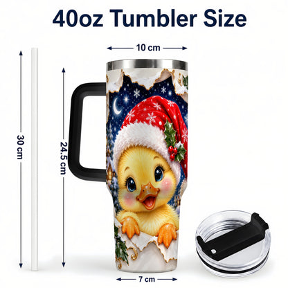 #pl[40oz|Black] Christmas Duckling 40oz Tumbler with Handle, Santa Duck Drinkware