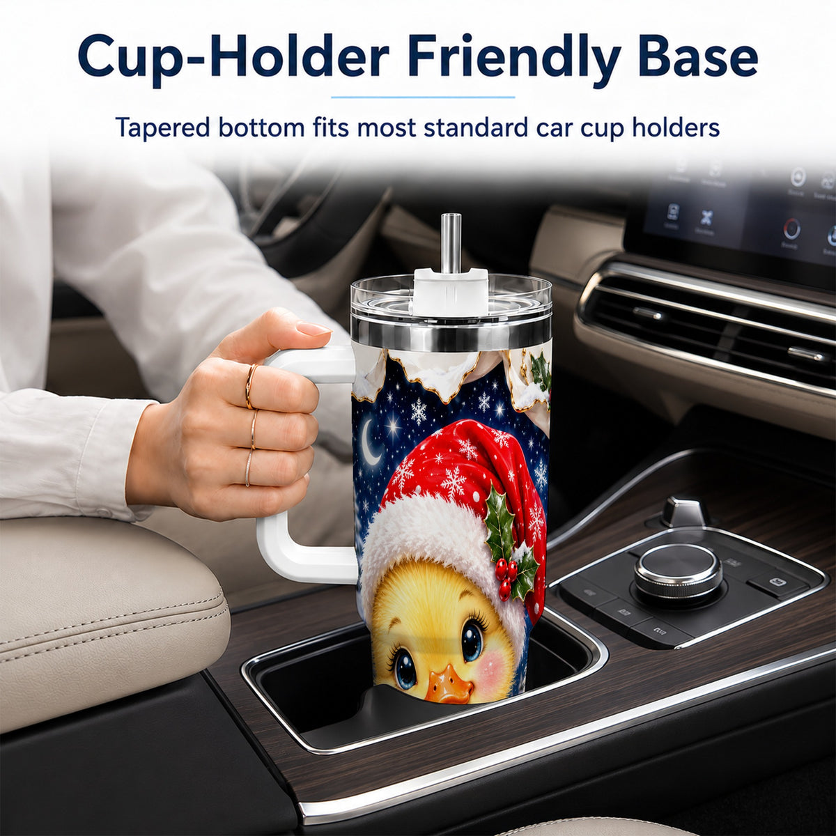 Christmas Duckling 40oz Tumbler with Handle, Santa Duck Drinkware