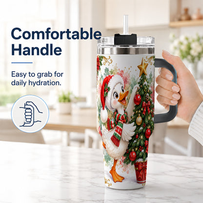 #pl[40oz|Black] Christmas Goose 40oz Tumbler with Handle, Decorating Tree Artwork