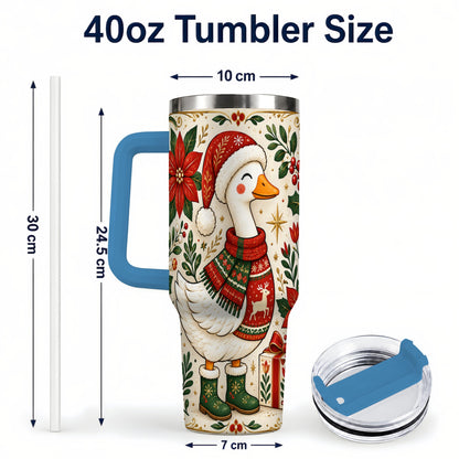 #pl[40oz|Blue] Christmas Goose 40oz Tumbler with Handle, Farmhouse Holiday Drinkware