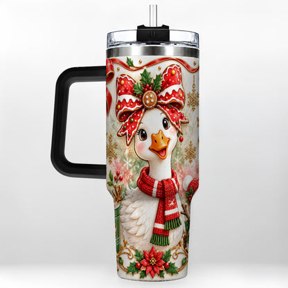 #pl[40oz|Black] Gingerbread Goose 40oz Tumbler with Handle, Cute Christmas Drinkware