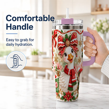 #pl[40oz|Pink] Gingerbread Goose 40oz Tumbler with Handle, Cute Christmas Drinkware