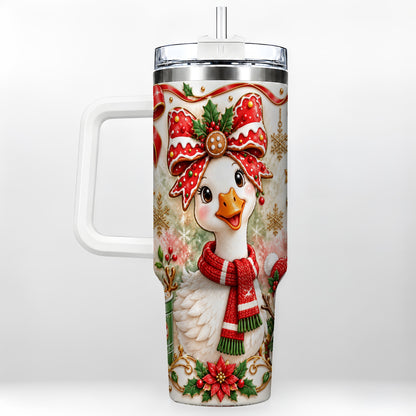 Gingerbread Goose 40oz Tumbler with Handle, Cute Christmas Drinkware