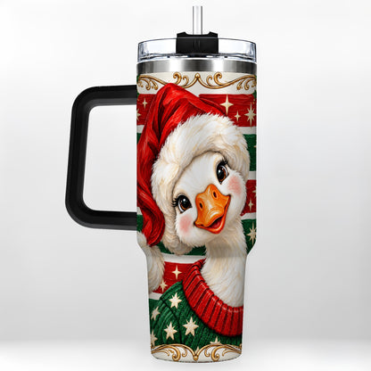 #pl[40oz|Black] Santa Hat Goose 40oz Tumbler with Handle, Christmas Portrait Design